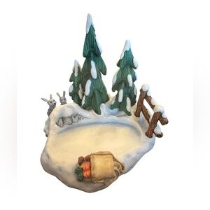 Hummel Autumn Frolic Holiday Snowy Forest Scene with Rabbits Sculpture